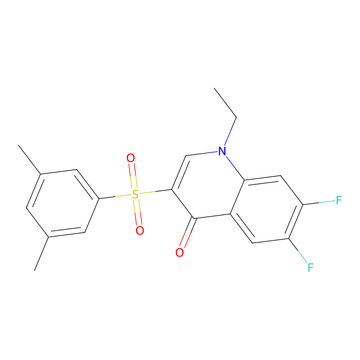 3-[(3,5-dimethylphenyl)sulfonyl]-1-ethyl-6,7-difluoroquinolin-4(1H)-one molecular structure, CAS 1326901-60-3