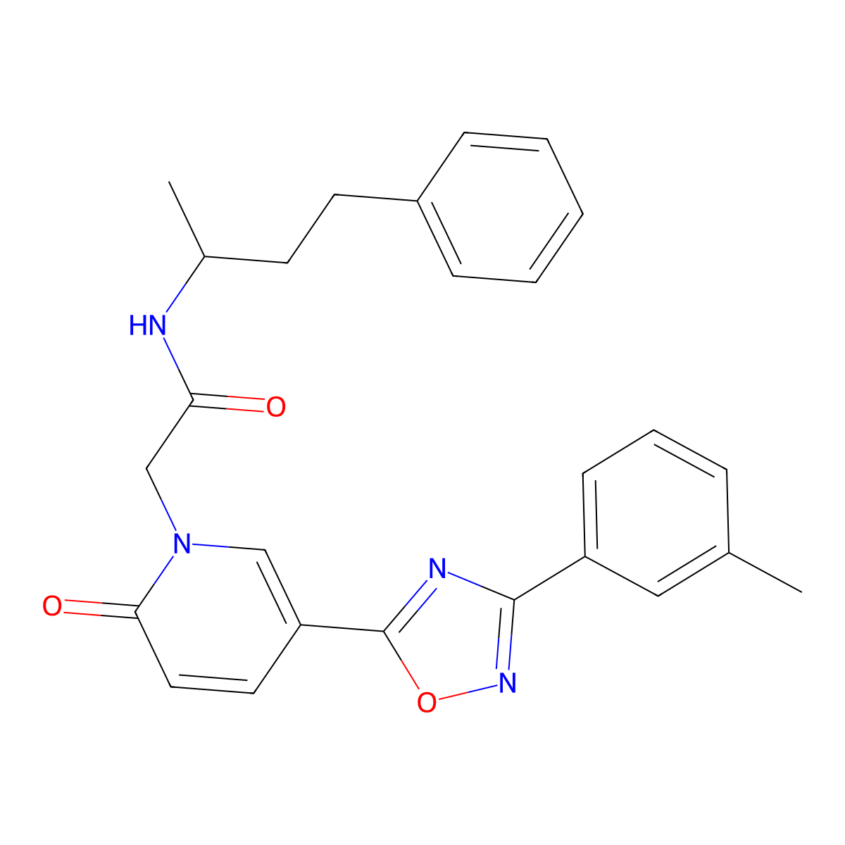 2-{5-[3-(3-methylphenyl)-1,2,4-oxadiazol-5-yl]-2-oxopyridin-1(2H)-yl}-N-(4-phenylbutan-2-yl)acetamide molecular structure, CAS 1326901-63-6