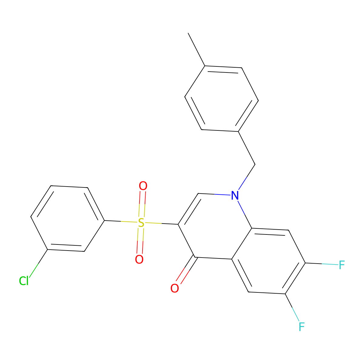 3-[(3-chlorophenyl)sulfonyl]-6,7-difluoro-1-(4-methylbenzyl)quinolin-4(1H)-one molecular structure, CAS 1326901-66-9