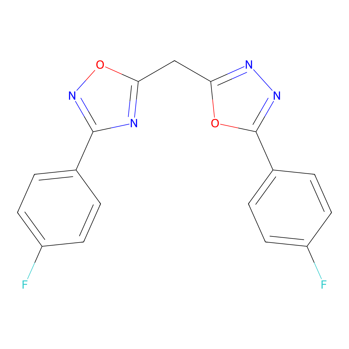 3-(4-Fluorophenyl)-5-{[5-(4-fluorophenyl)-1,3,4-oxadiazol-2-yl]methyl}-1,2,4-oxadiazole molecular structure, CAS 1326902-17-3