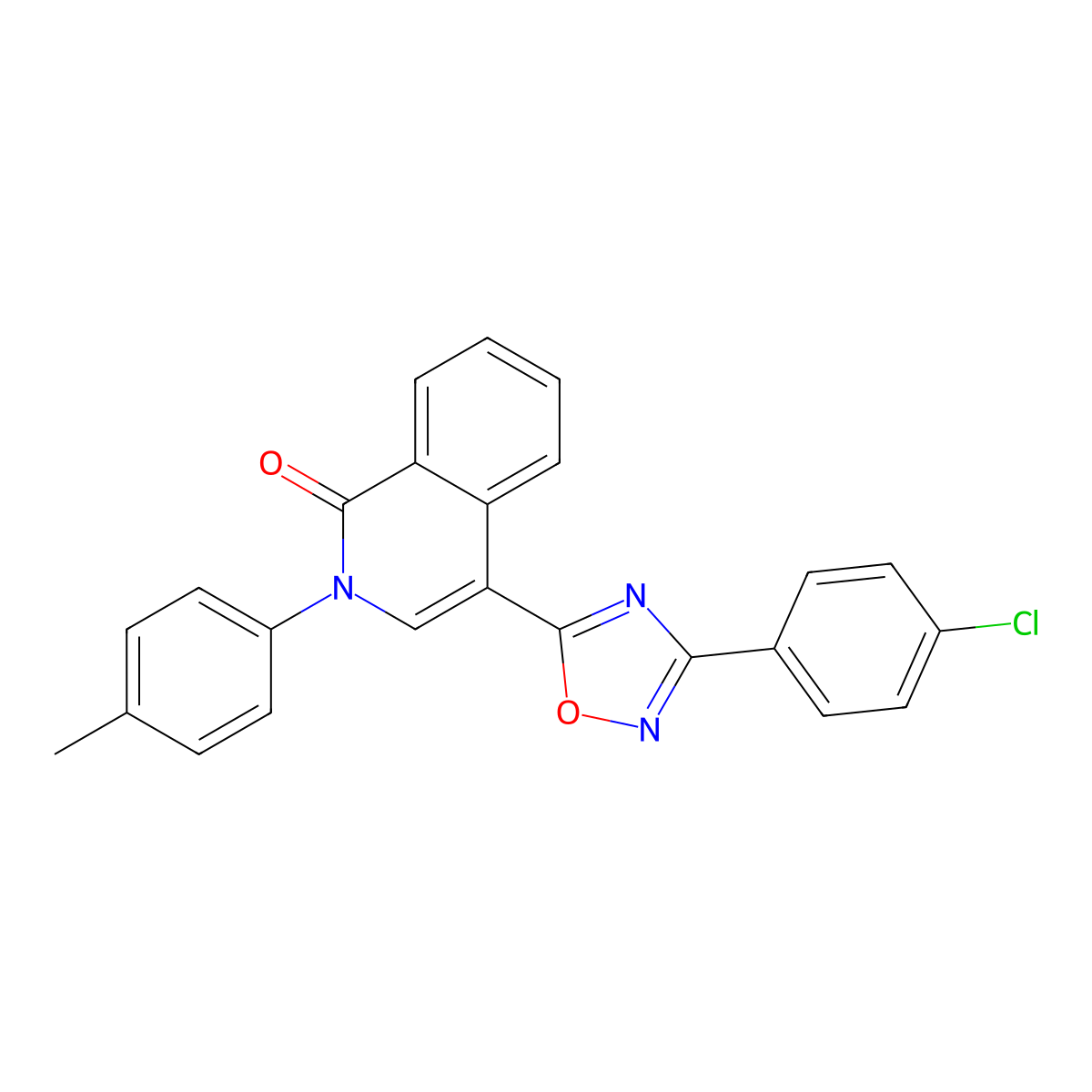 4-[3-(4-chlorophenyl)-1,2,4-oxadiazol-5-yl]-2-(4-methylphenyl)isoquinolin-1(2H)-one molecular structure, CAS 1326902-35-5