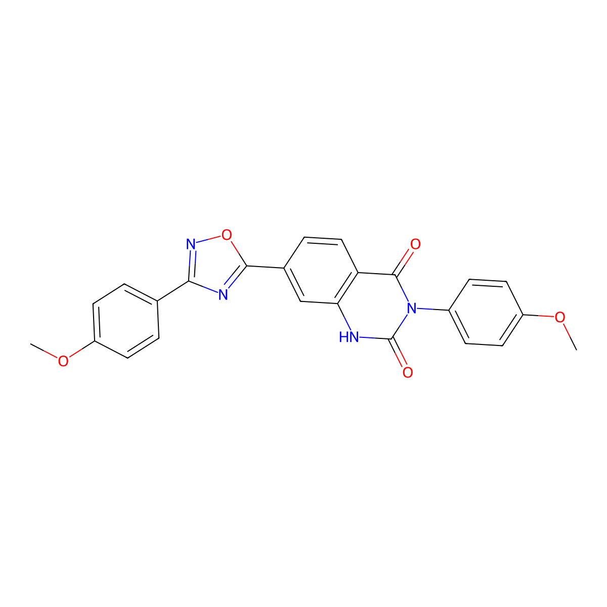 3-(4-methoxyphenyl)-7-[3-(4-methoxyphenyl)-1,2,4-oxadiazol-5-yl]quinazoline-2,4(1H,3H)-dione molecular structure, CAS 1326904-06-6