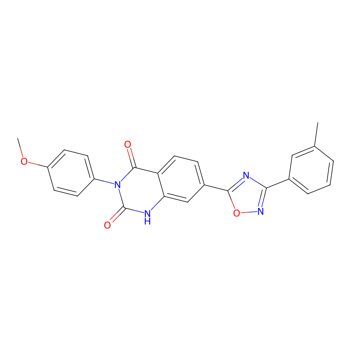 3-(4-methoxyphenyl)-7-[3-(3-methylphenyl)-1,2,4-oxadiazol-5-yl]quinazoline-2,4(1H,3H)-dione molecular structure, CAS 1326904-12-4