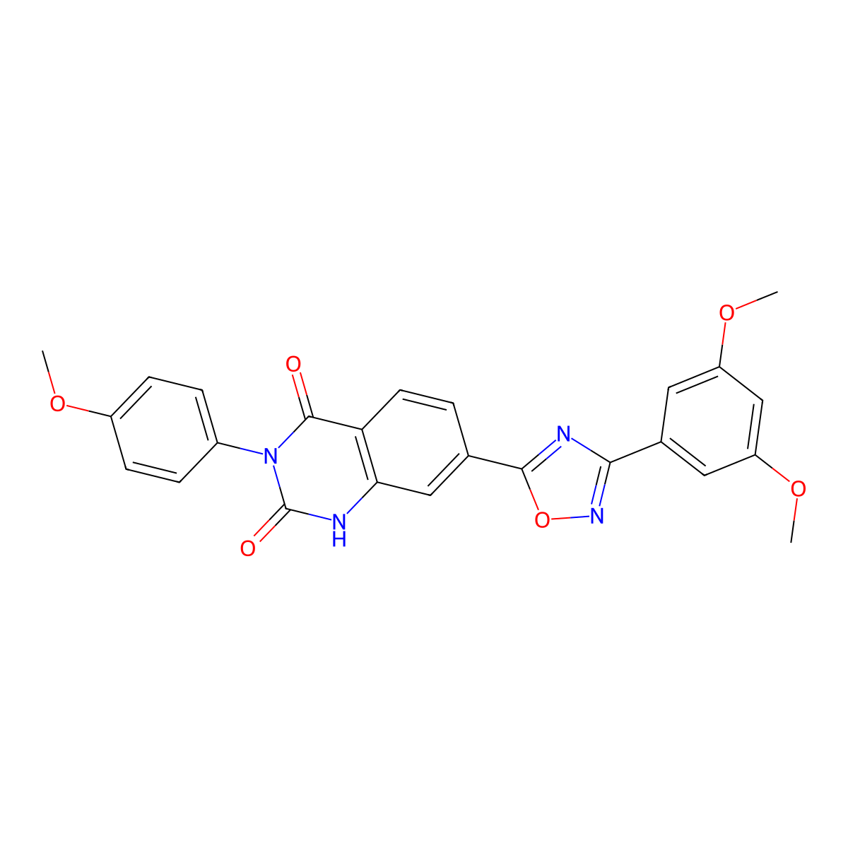 7-[3-(3,5-dimethoxyphenyl)-1,2,4-oxadiazol-5-yl]-3-(4-methoxyphenyl)quinazoline-2,4(1H,3H)-dione molecular structure, CAS 1326904-14-6
