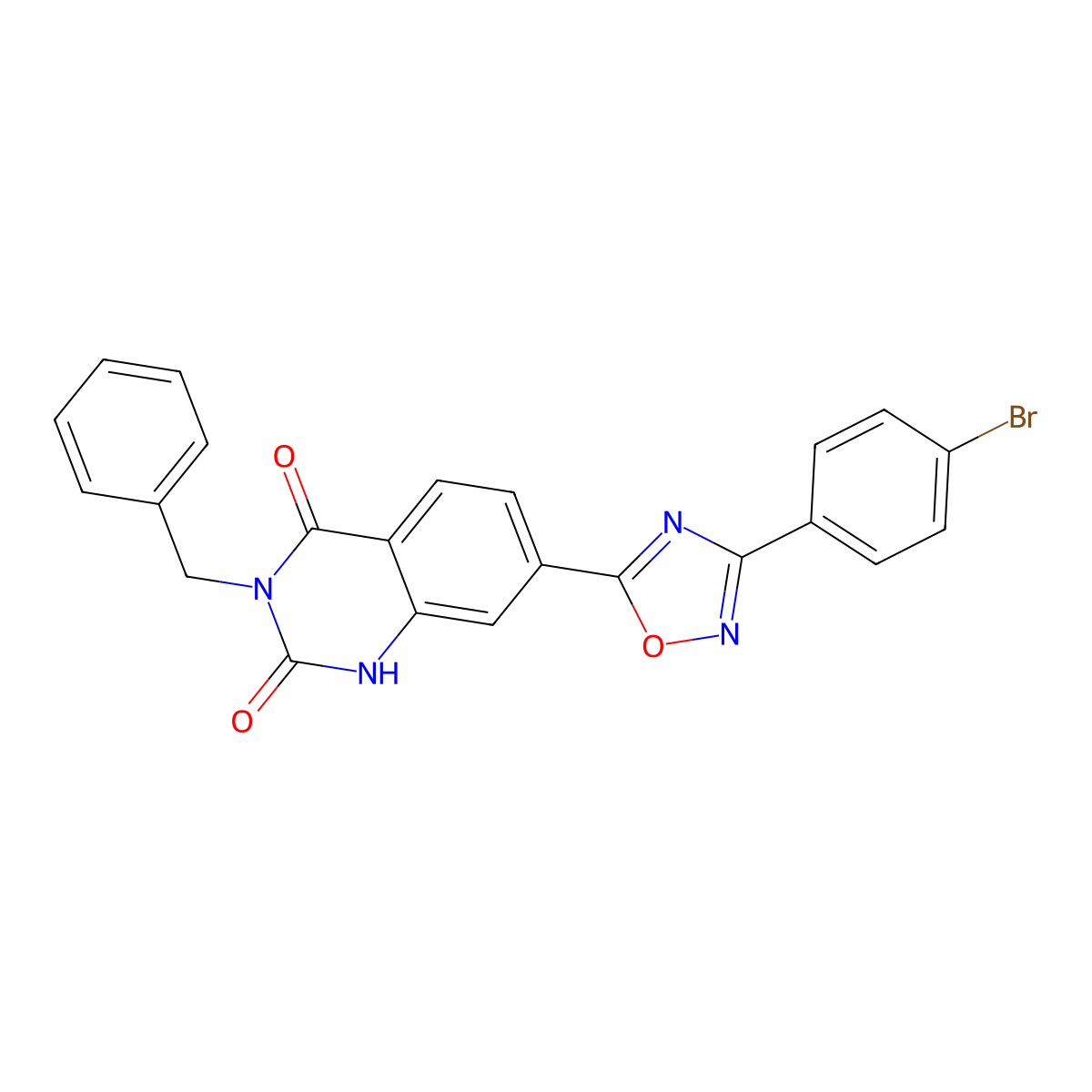 3-benzyl-7-[3-(4-bromophenyl)-1,2,4-oxadiazol-5-yl]quinazoline-2,4(1H,3H)-dione molecular structure, CAS 1326904-15-7