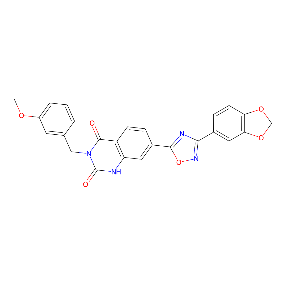 7-[3-(1,3-benzodioxol-5-yl)-1,2,4-oxadiazol-5-yl]-3-(3-methoxybenzyl)quinazoline-2,4(1H,3H)-dione molecular structure, CAS 1326904-16-8