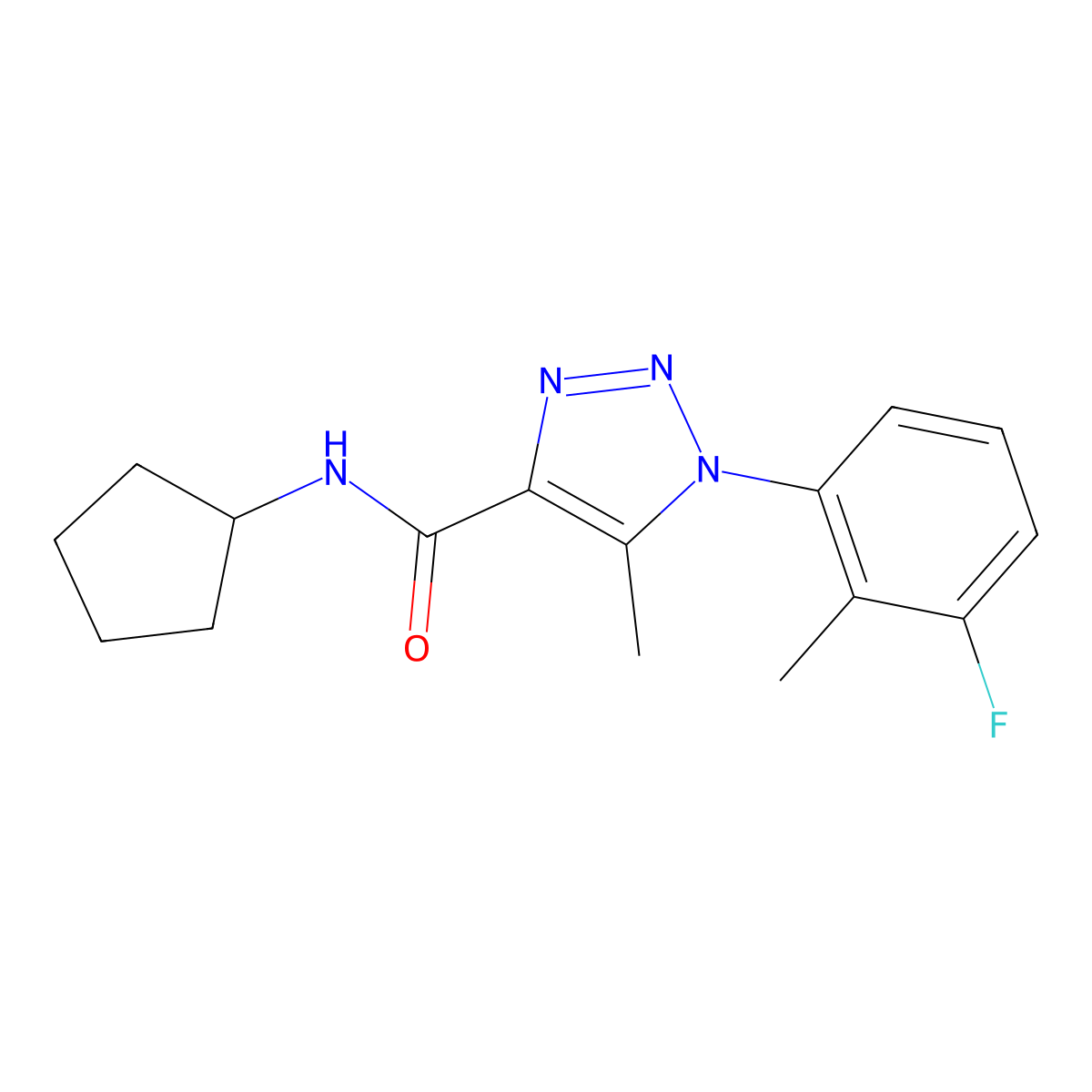 N-cyclopentyl-1-(3-fluoro-2-methylphenyl)-5-methyl-1H-1,2,3-triazole-4-carboxamide molecular structure, CAS 1326904-17-9