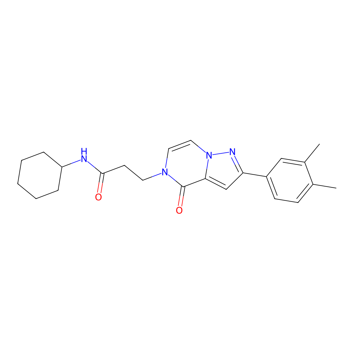 N-cyclohexyl-3-[2-(3,4-dimethylphenyl)-4-oxopyrazolo[1,5-a]pyrazin-5(4H)-yl]propanamide molecular structure, CAS 1326904-51-1