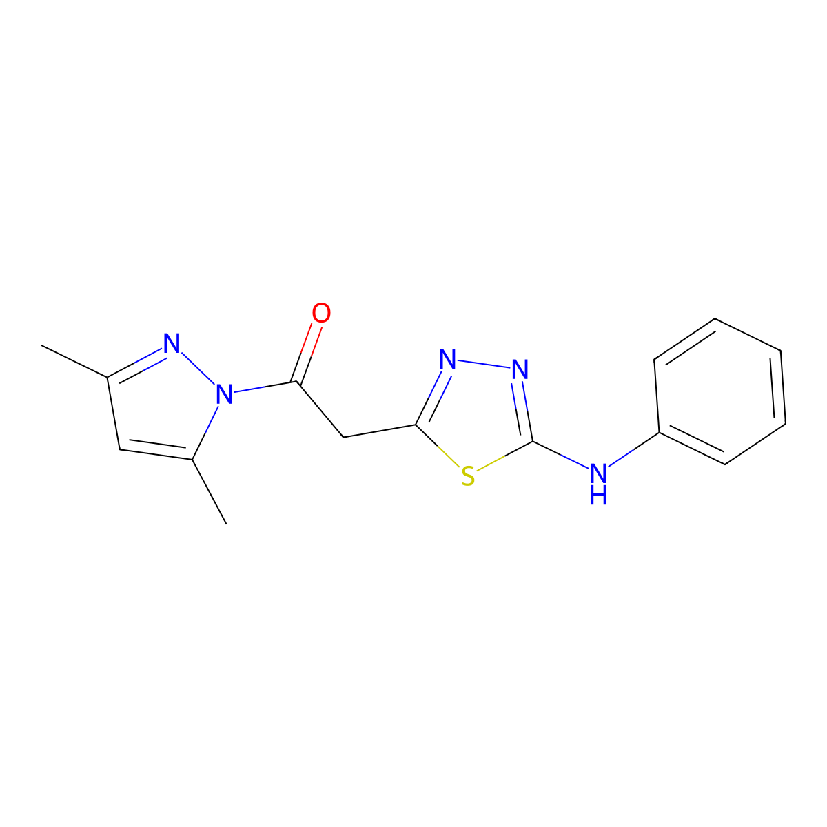 1-(3,5-dimethyl-1H-pyrazol-1-yl)-2-[5-(phenylamino)-1,3,4-thiadiazol-2-yl]ethanone molecular structure, CAS 1326904-70-4