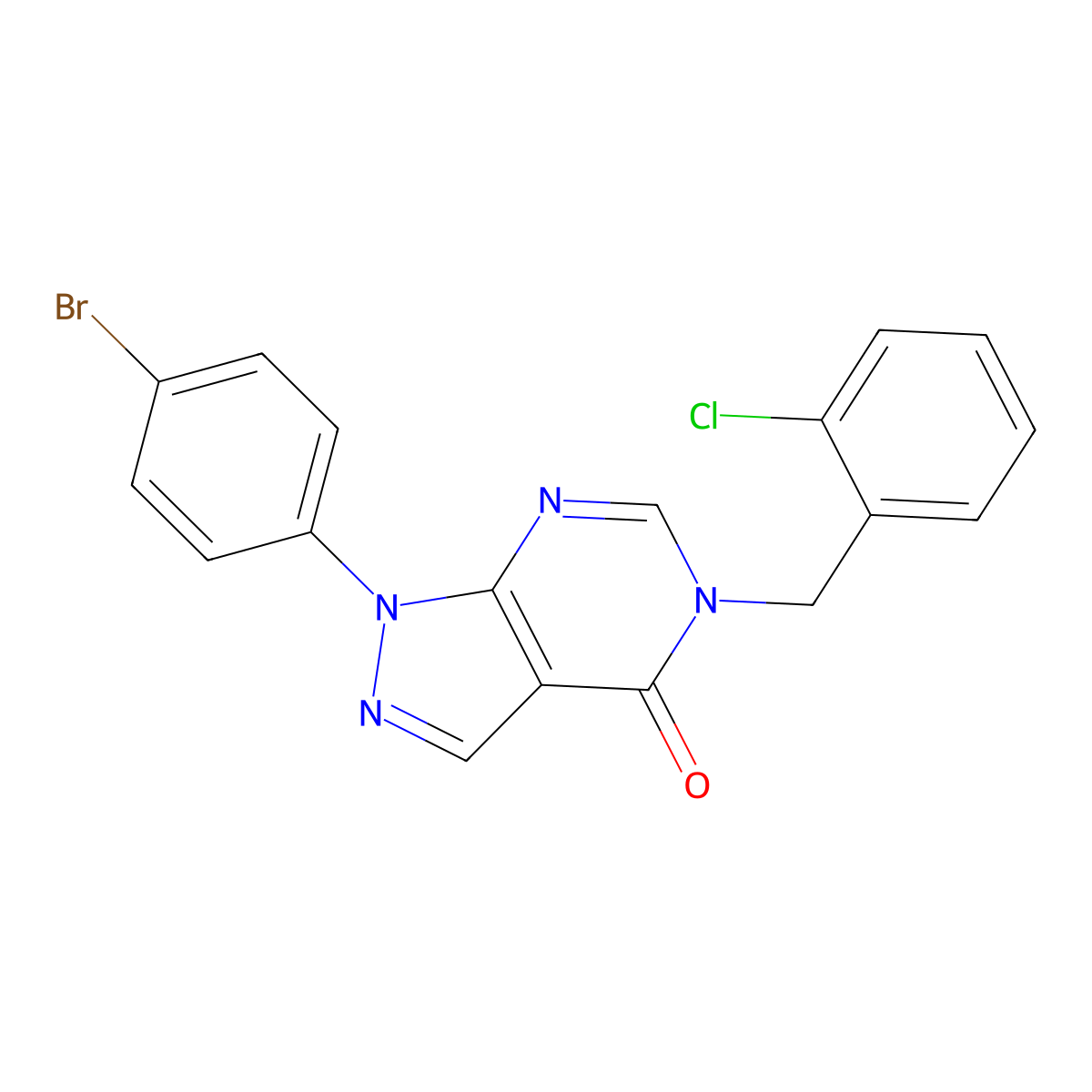 1-(4-bromophenyl)-5-(2-chlorobenzyl)-1,5-dihydro-4H-pyrazolo[3,4-d]pyrimidin-4-one molecular structure, CAS 1326904-82-8