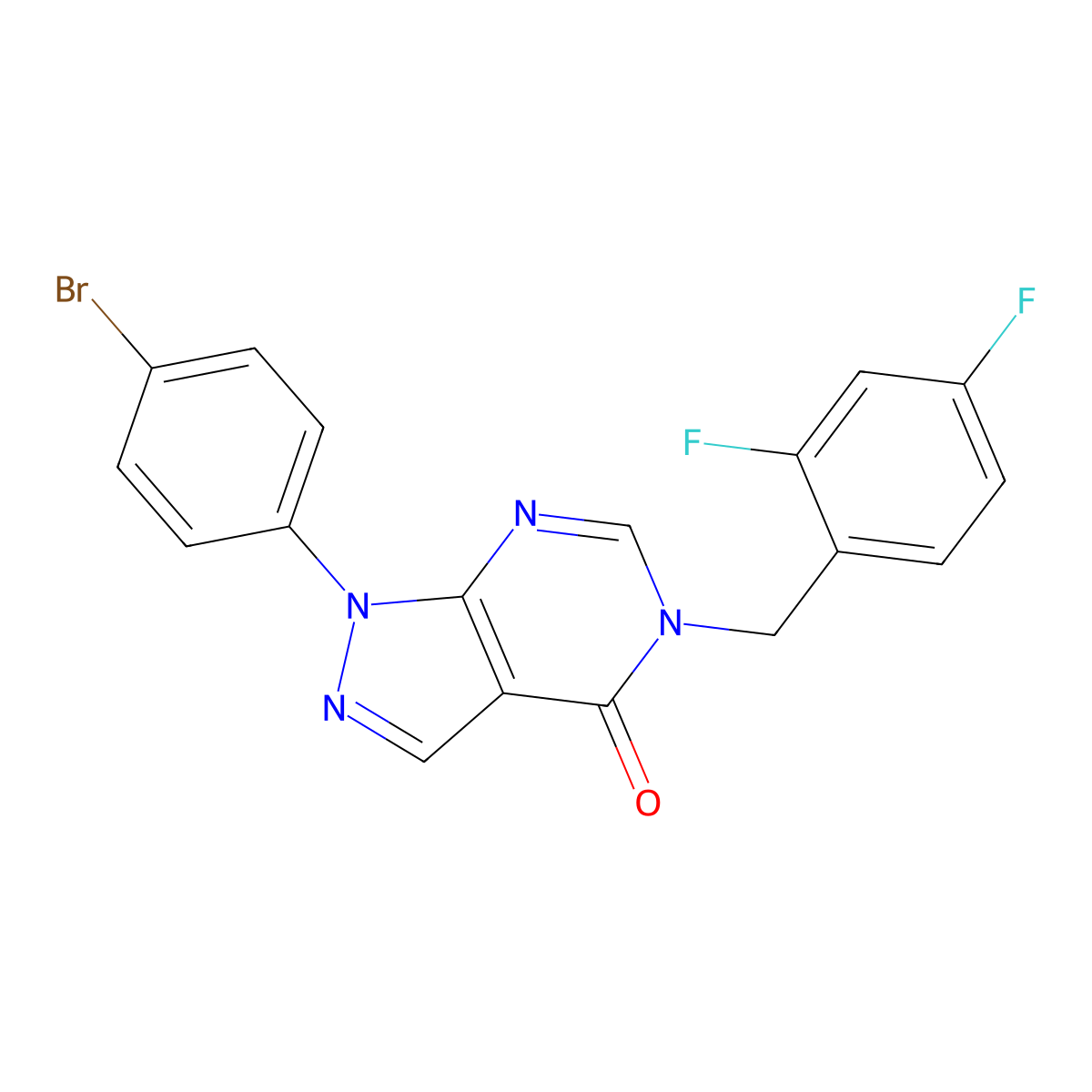 1-(4-bromophenyl)-5-(2,4-difluorobenzyl)-1,5-dihydro-4H-pyrazolo[3,4-d]pyrimidin-4-one molecular structure, CAS 1326904-88-4
