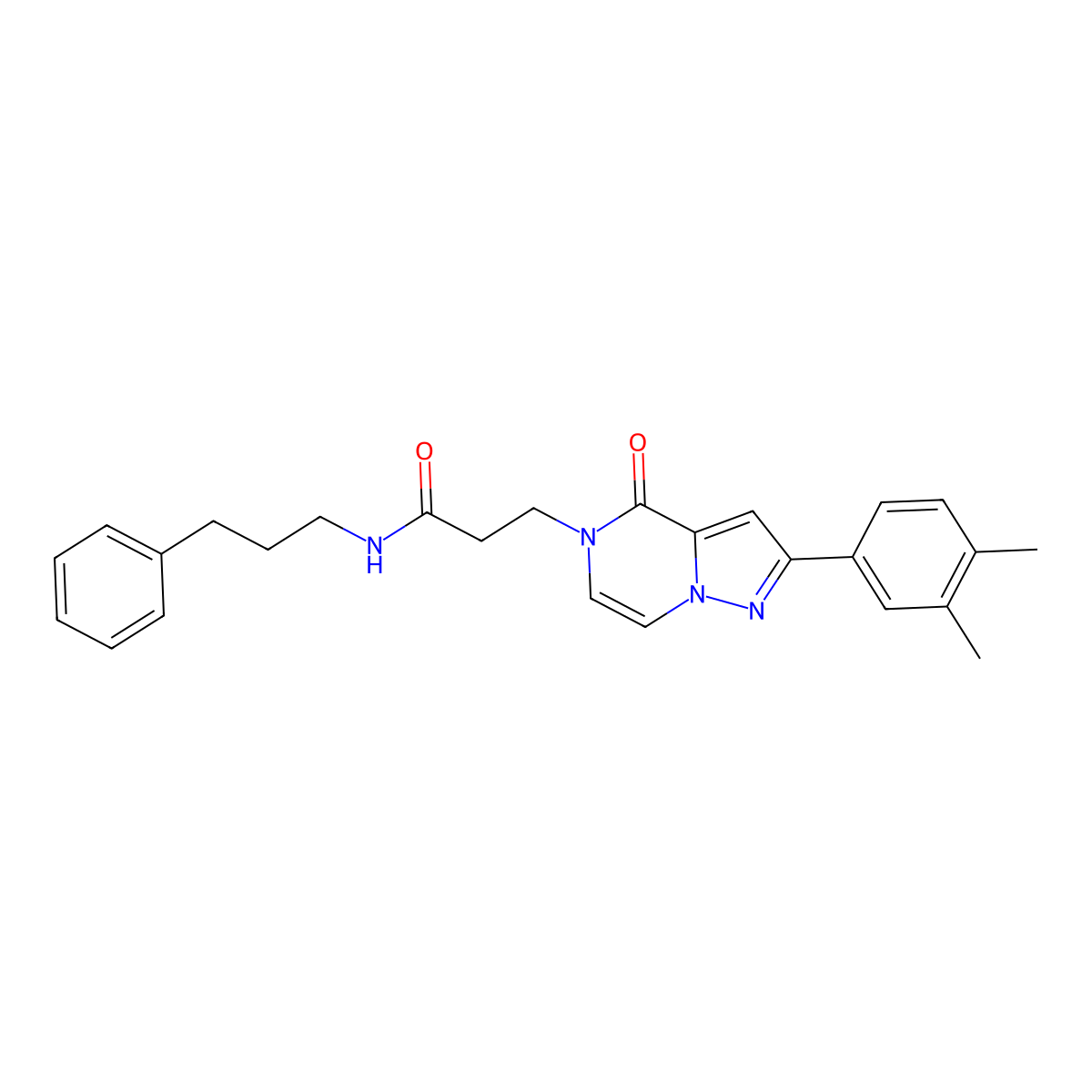 3-[2-(3,4-dimethylphenyl)-4-oxopyrazolo[1,5-a]pyrazin-5(4H)-yl]-N-(3-phenylpropyl)propanamide molecular structure, CAS 1326904-89-5