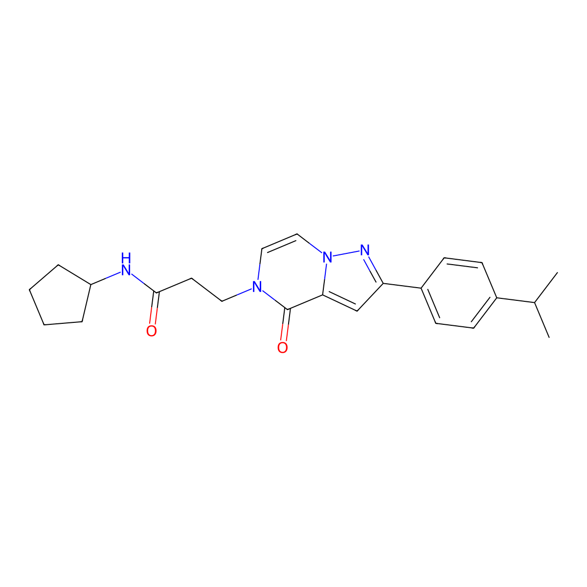 N-cyclopentyl-3-{4-oxo-2-[4-(propan-2-yl)phenyl]pyrazolo[1,5-a]pyrazin-5(4H)-yl}propanamide molecular structure, CAS 1326904-92-0