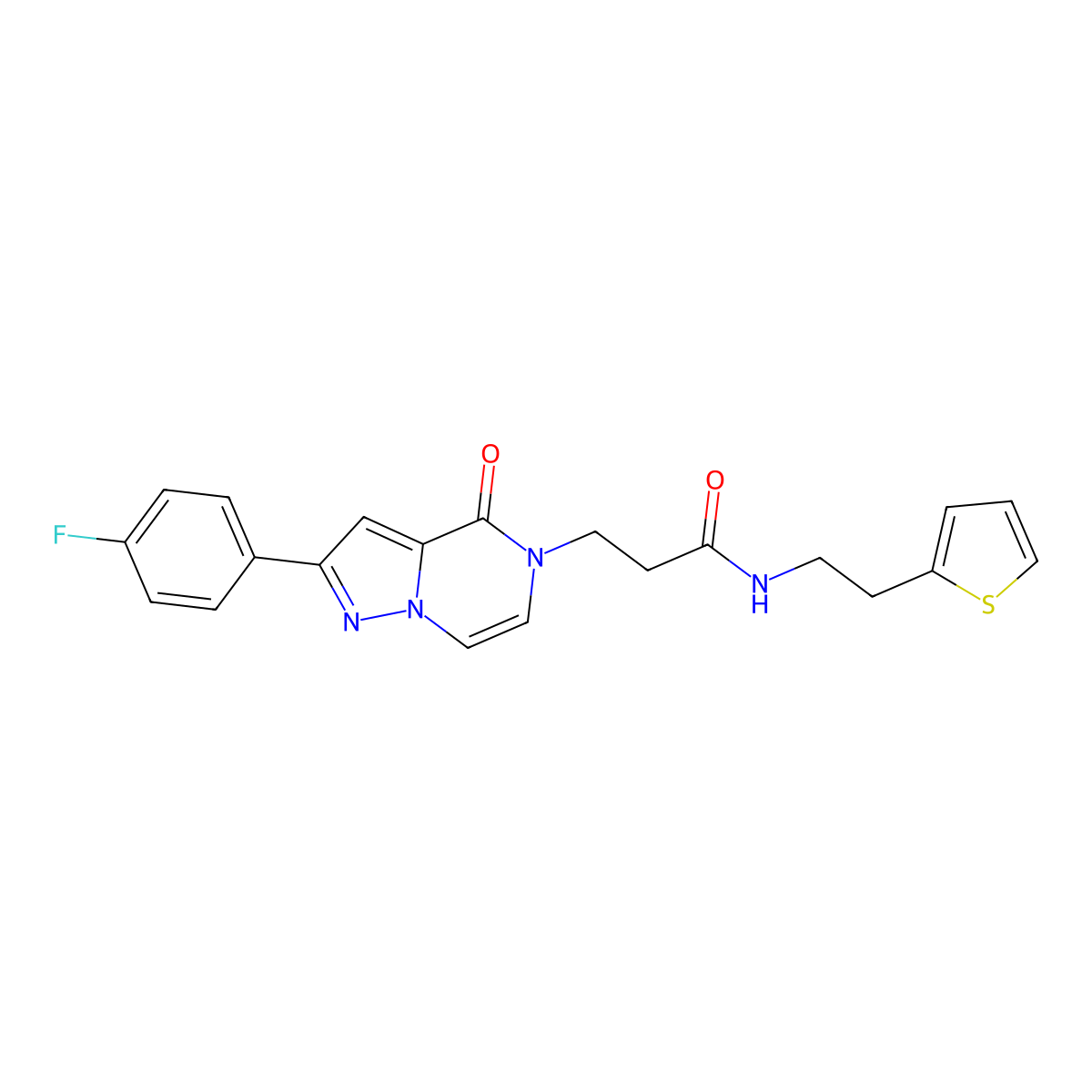 3-[2-(4-fluorophenyl)-4-oxopyrazolo[1,5-a]pyrazin-5(4H)-yl]-N-[2-(thiophen-2-yl)ethyl]propanamide molecular structure, CAS 1326905-03-6