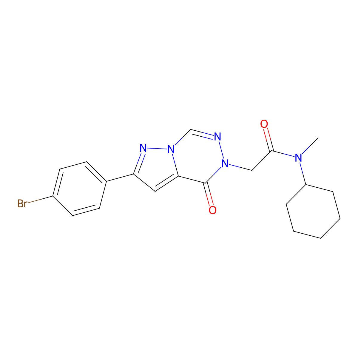 2-(2-(4-bromophenyl)-4-oxopyrazolo[1,5-d][1,2,4]triazin-5(4H)-yl)-N-cyclohexyl-N-methylacetamide molecular structure, CAS 1326905-43-4