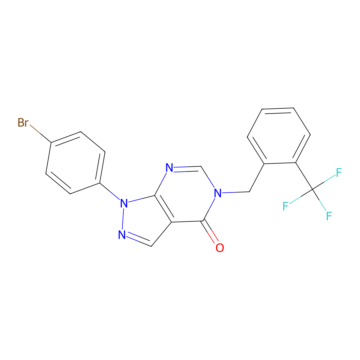 1-(4-bromophenyl)-5-(2-(trifluoromethyl)benzyl)-1,5-dihydro-4H-pyrazolo[3,4-d]pyrimidin-4-one molecular structure, CAS 1326905-58-1