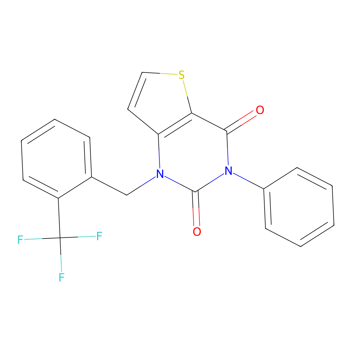 3-phenyl-1-{[2-(trifluoromethyl)phenyl]methyl}-1H,2H,3H,4H-thieno[3,2-d]pyrimidine-2,4-dione molecular structure, CAS 1326905-60-5
