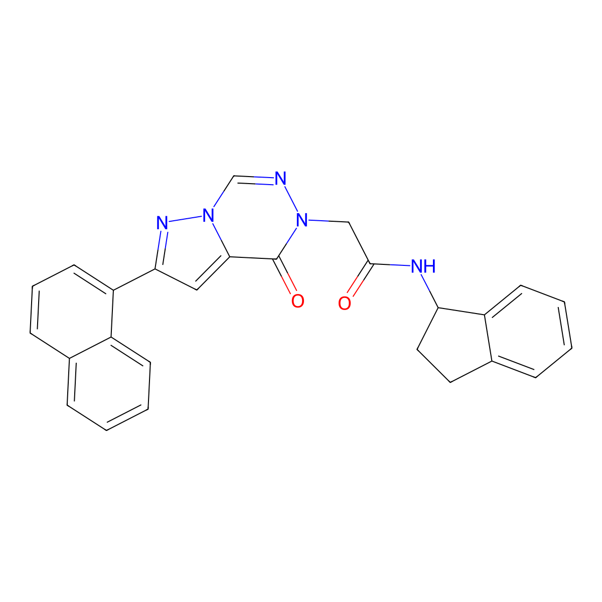 N-(2,3-dihydro-1H-inden-1-yl)-2-[2-(naphthalen-1-yl)-4-oxo-4H,5H-pyrazolo[1,5-d][1,2,4]triazin-5-yl]acetamide molecular structure, CAS 1326905-64-9