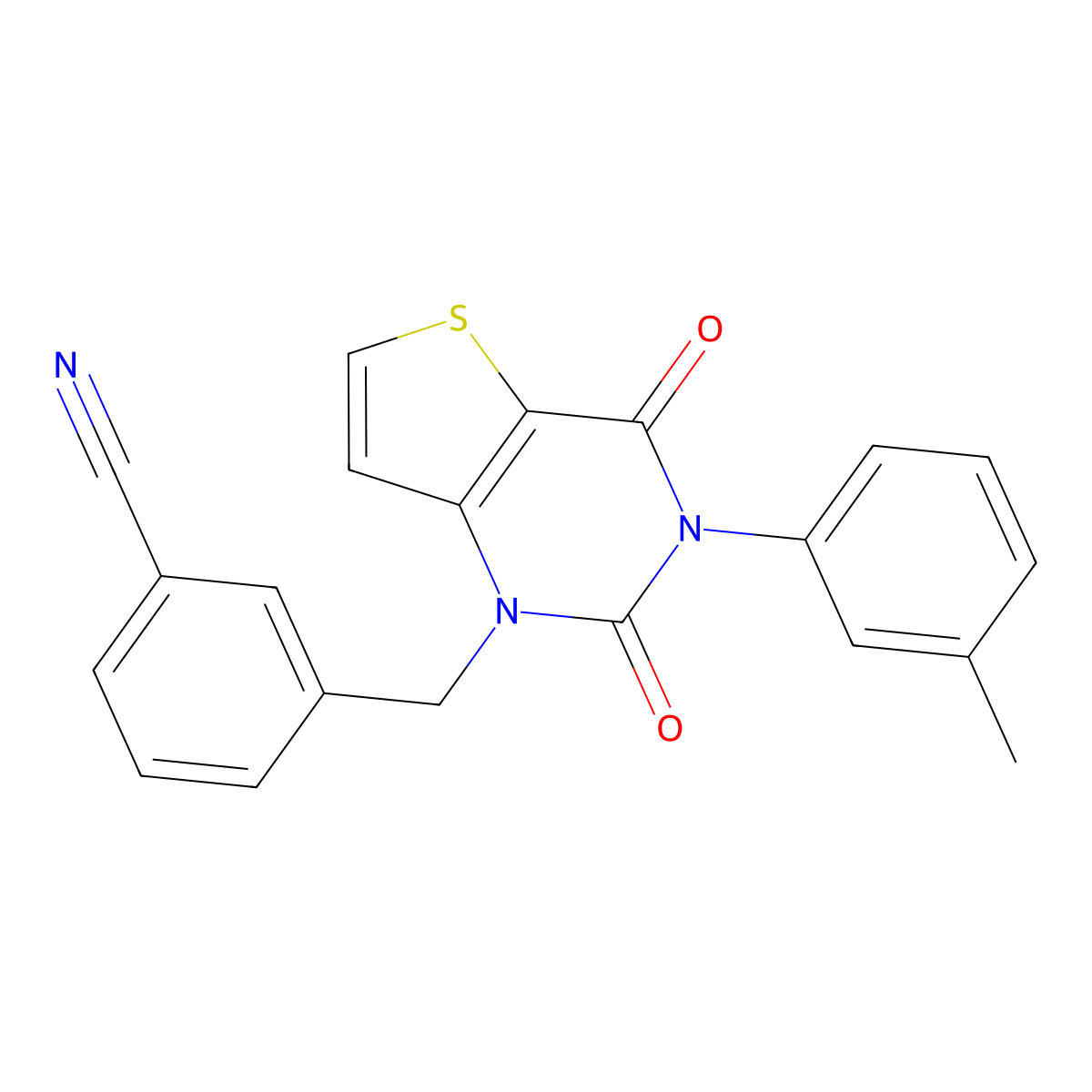 3-{[3-(3-methylphenyl)-2,4-dioxo-3,4-dihydrothieno[3,2-d]pyrimidin-1(2H)-yl]methyl}benzonitrile molecular structure, CAS 1326905-67-2