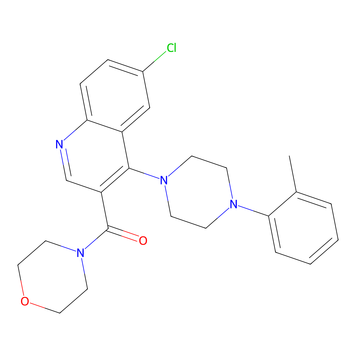{6-Chloro-4-[4-(2-methylphenyl)piperazin-1-yl]quinolin-3-yl}(morpholin-4-yl)methanone molecular structure, CAS 1326905-85-4