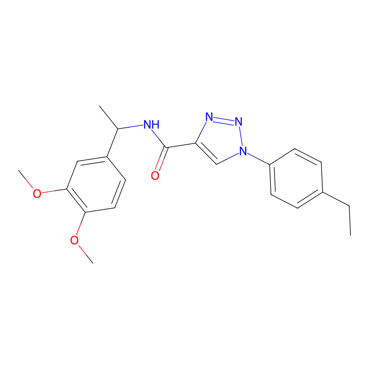 N-(1-(3,4-dimethoxyphenyl)ethyl)-1-(4-ethylphenyl)-1H-1,2,3-triazole-4-carboxamide molecular structure, CAS 1326905-88-7