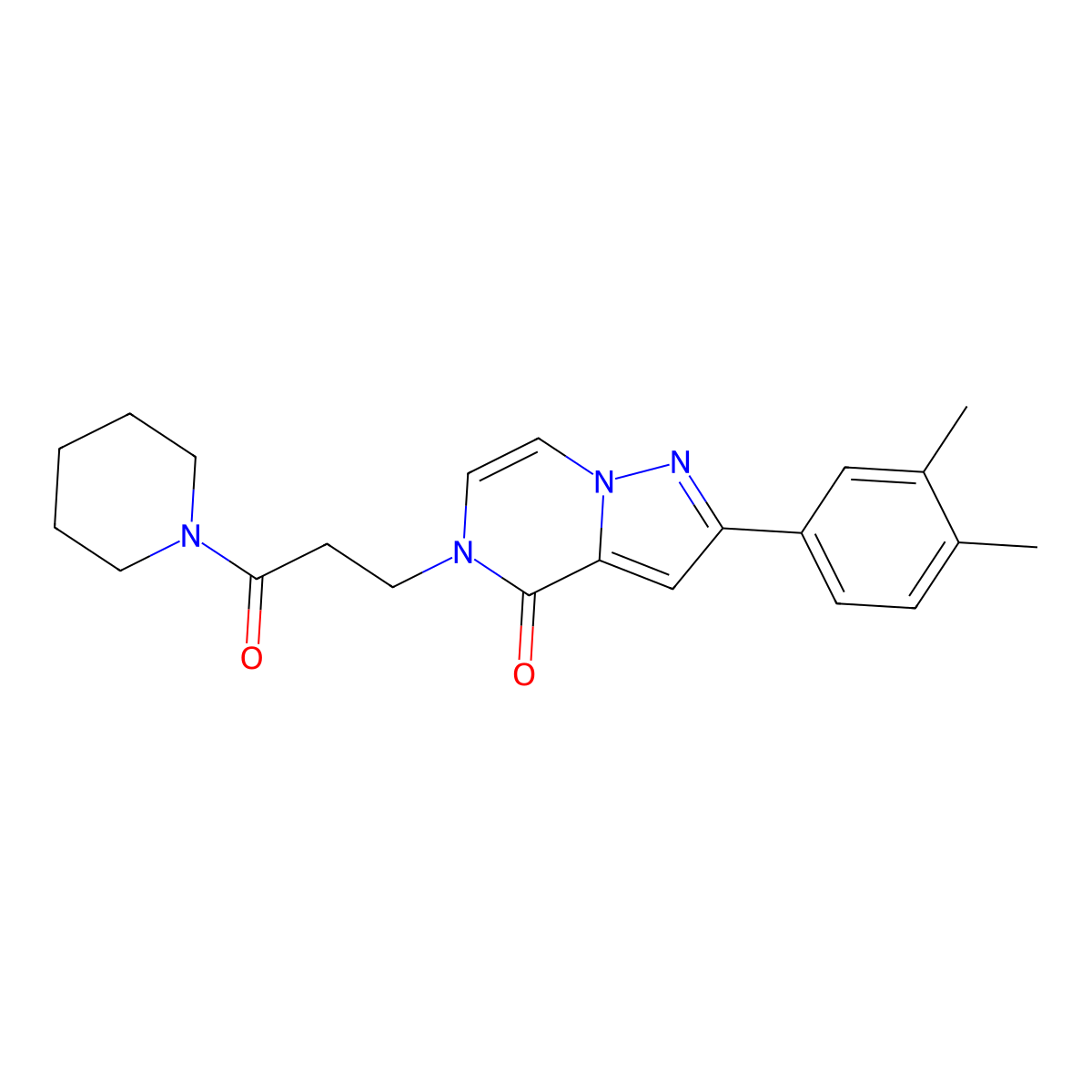 2-(3,4-dimethylphenyl)-5-[3-oxo-3-(piperidin-1-yl)propyl]-4H,5H-pyrazolo[1,5-a]pyrazin-4-one molecular structure, CAS 1326905-95-6