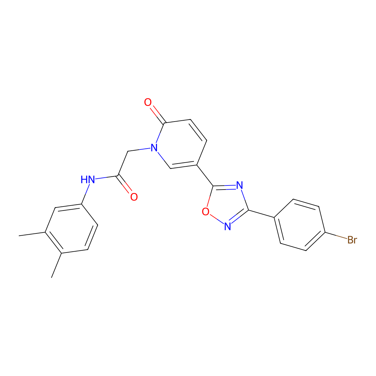 2-(5-(3-(4-bromophenyl)-1,2,4-oxadiazol-5-yl)-2-oxopyridin-1(2H)-yl)-N-(3,4-dimethylphenyl)acetamide molecular structure, CAS 1326906-32-4