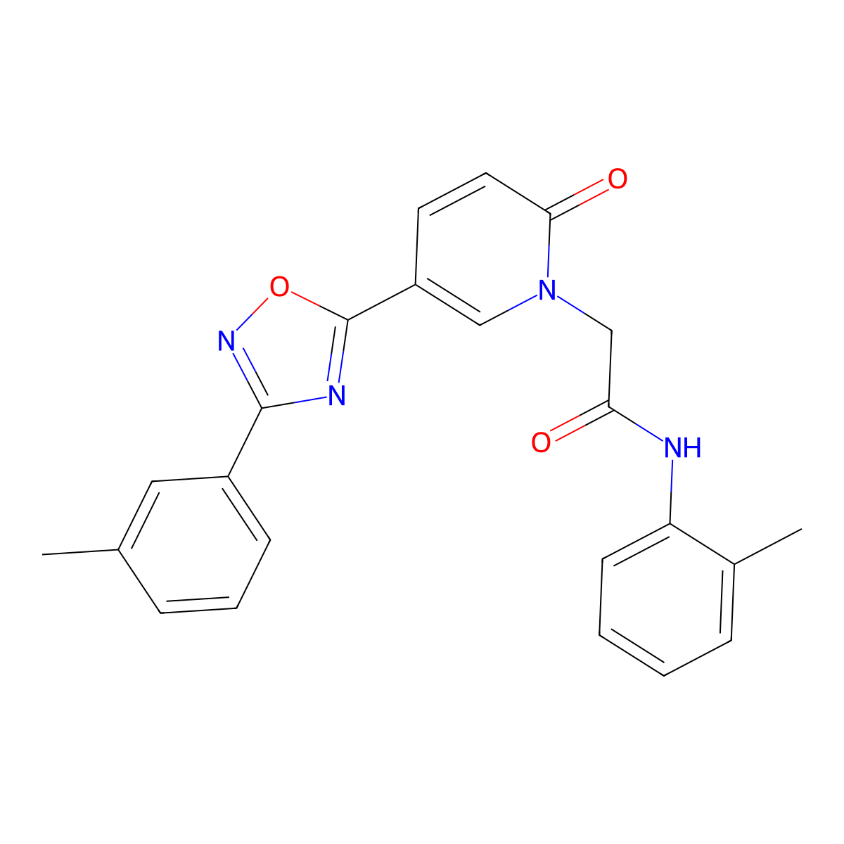 N-(2-methylphenyl)-2-{5-[3-(3-methylphenyl)-1,2,4-oxadiazol-5-yl]-2-oxopyridin-1(2H)-yl}acetamide molecular structure, CAS 1326906-42-6