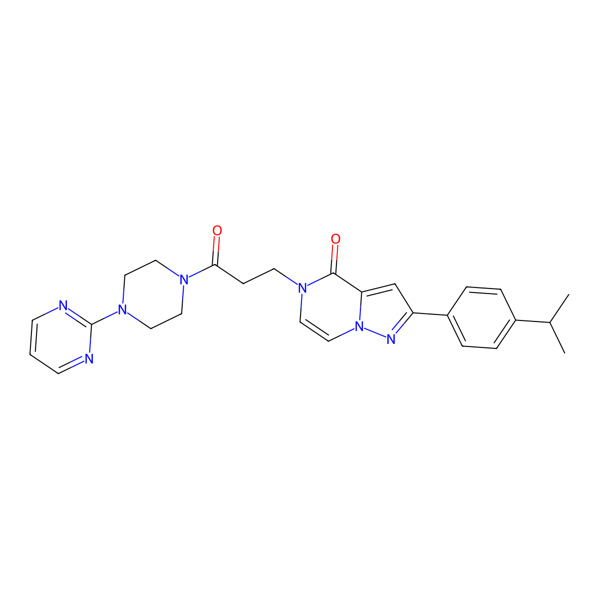 5-{3-oxo-3-[4-(pyrimidin-2-yl)piperazin-1-yl]propyl}-2-[4-(propan-2-yl)phenyl]pyrazolo[1,5-a]pyrazin-4(5H)-one molecular structure, CAS 1326906-66-4