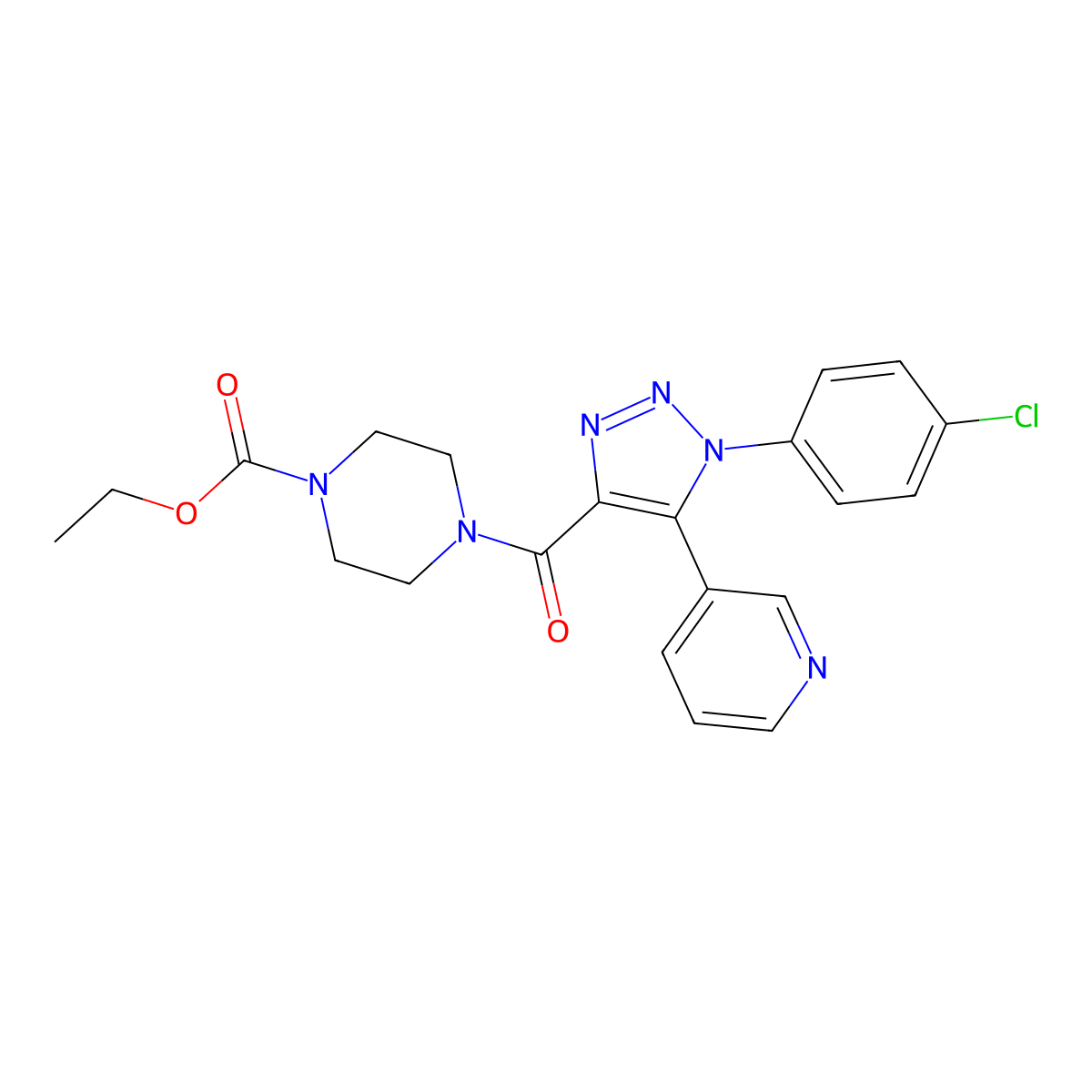 ethyl 4-{[1-(4-chlorophenyl)-5-(pyridin-3-yl)-1H-1,2,3-triazol-4-yl]carbonyl}piperazine-1-carboxylate molecular structure, CAS 1326906-82-4