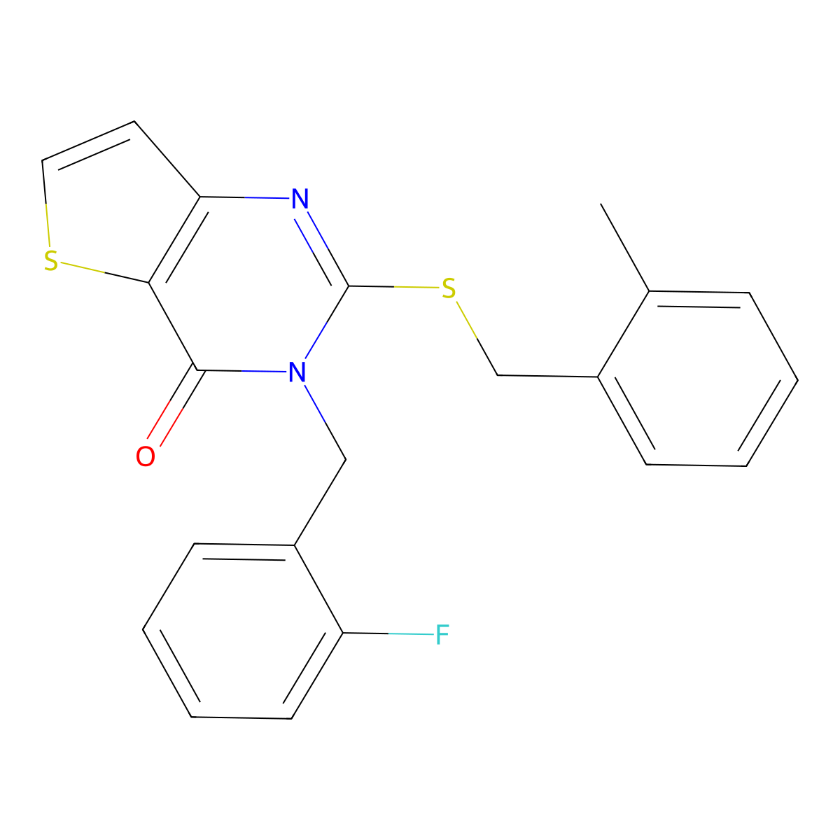 3-(2-fluorobenzyl)-2-[(2-methylbenzyl)sulfanyl]thieno[3,2-d]pyrimidin-4(3H)-one molecular structure, CAS 1326907-43-0