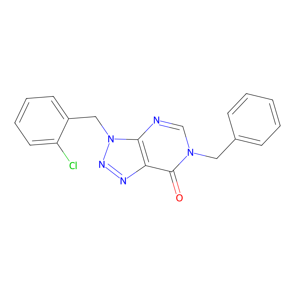 6-benzyl-3-(2-chlorobenzyl)-3,6-dihydro-7H-[1,2,3]triazolo[4,5-d]pyrimidin-7-one molecular structure, CAS 1326907-64-5