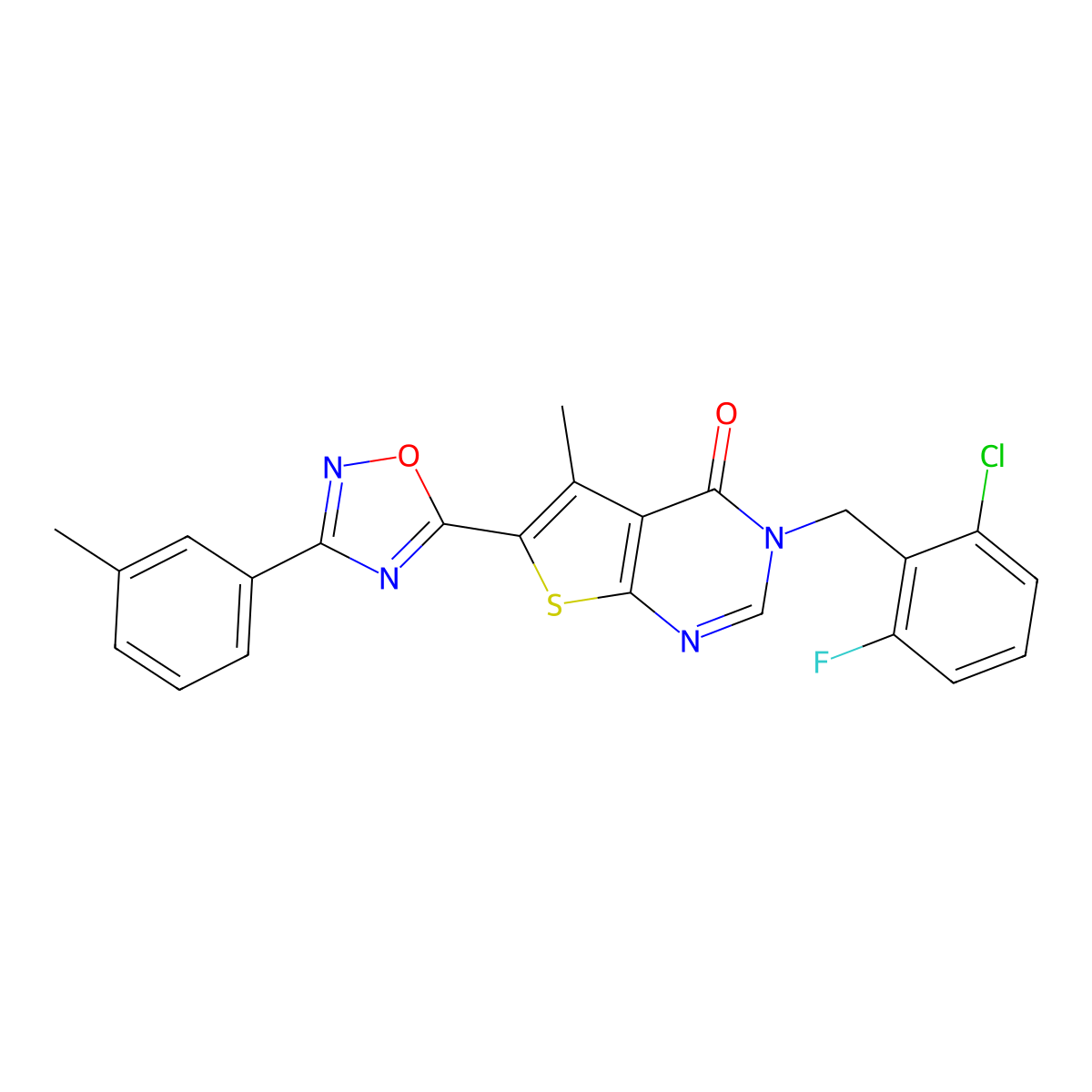 3-(2-chloro-6-fluorobenzyl)-5-methyl-6-[3-(3-methylphenyl)-1,2,4-oxadiazol-5-yl]thieno[2,3-d]pyrimidin-4(3H)-one molecular structure, CAS 1326907-76-9