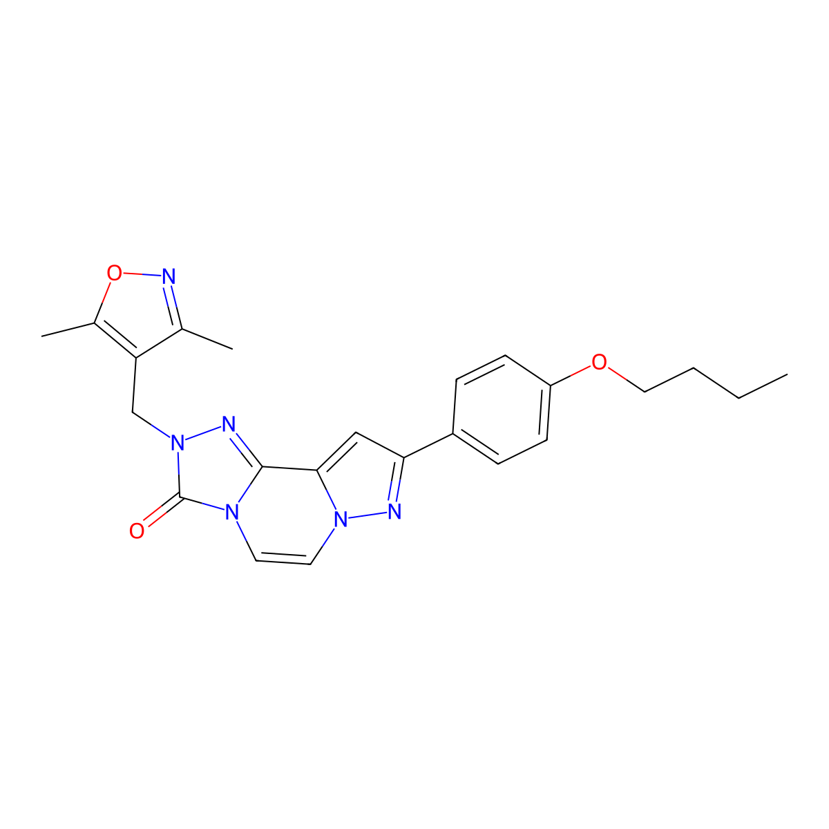9-(4-butoxyphenyl)-2-((3,5-dimethylisoxazol-4-yl)methyl)pyrazolo[1,5-a][1,2,4]triazolo[3,4-c]pyrazin-3(2H)-one molecular structure, CAS 1326908-00-2
