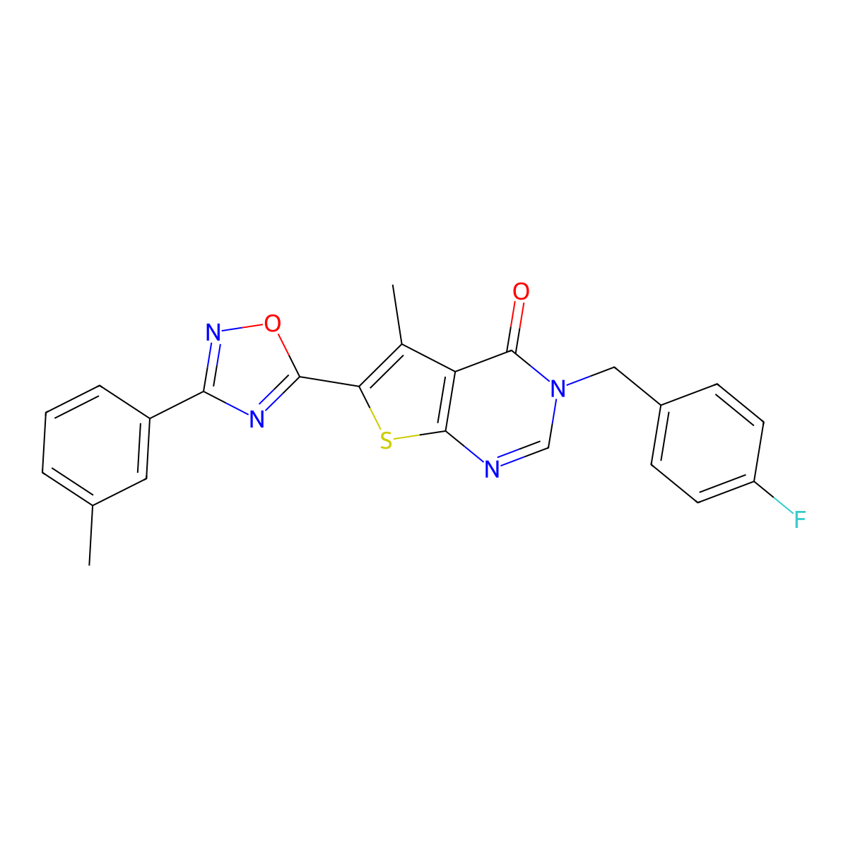 3-(4-fluorobenzyl)-5-methyl-6-[3-(3-methylphenyl)-1,2,4-oxadiazol-5-yl]thieno[2,3-d]pyrimidin-4(3H)-one molecular structure, CAS 1326908-53-5