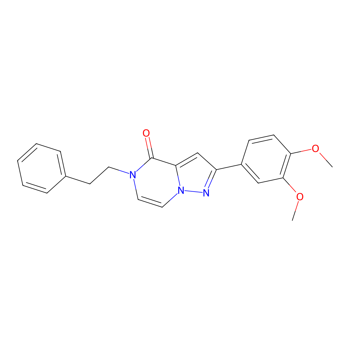 2-(3,4-dimethoxyphenyl)-5-(2-phenylethyl)pyrazolo[1,5-a]pyrazin-4(5H)-one molecular structure, CAS 1326909-23-2