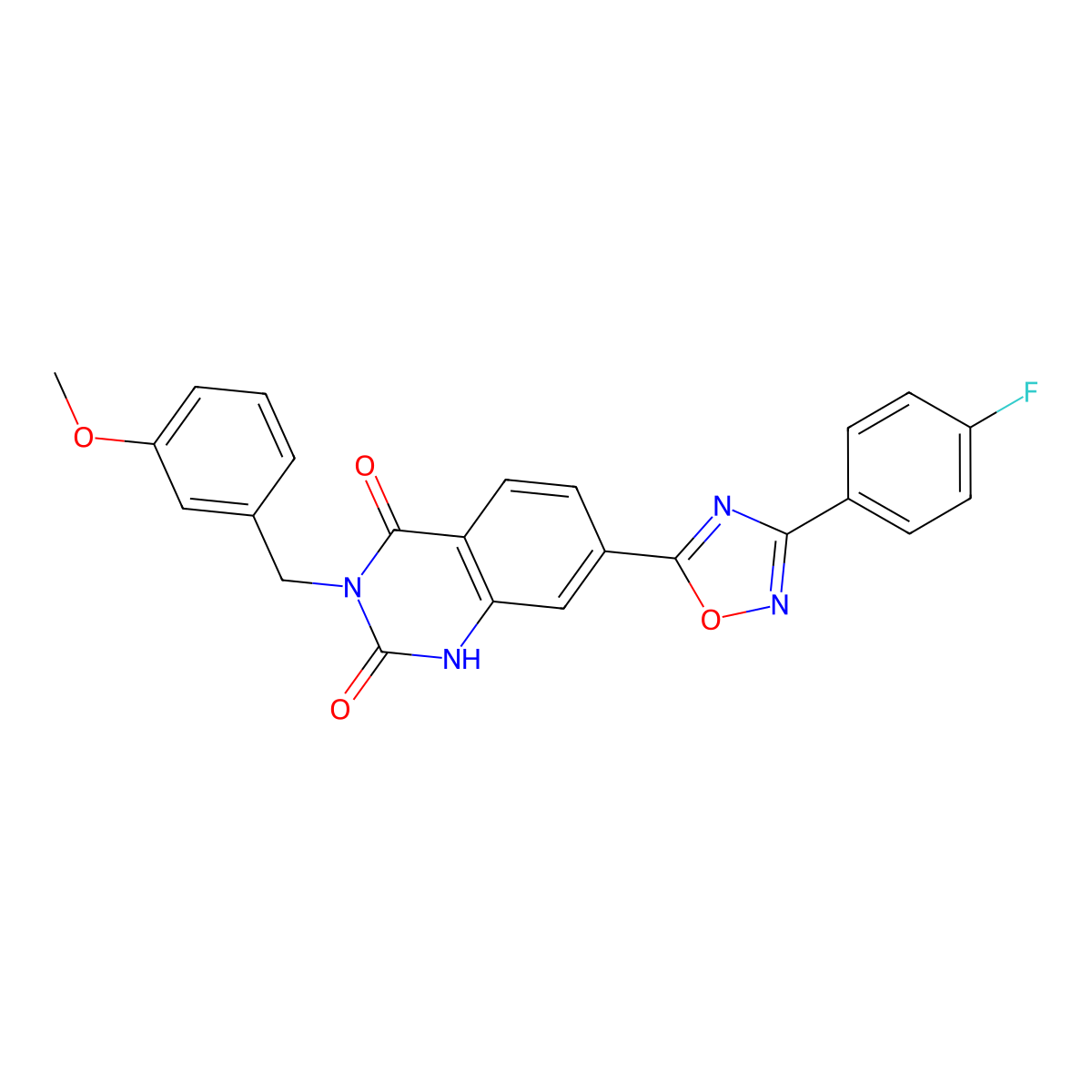 7-[3-(4-fluorophenyl)-1,2,4-oxadiazol-5-yl]-3-(3-methoxybenzyl)quinazoline-2,4(1H,3H)-dione molecular structure, CAS 1326909-34-5