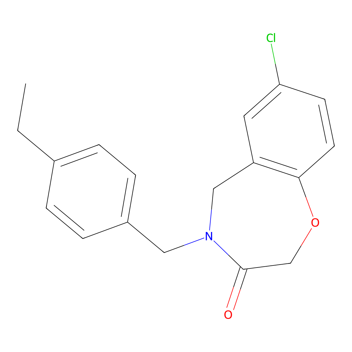 7-chloro-4-(4-ethylbenzyl)-4,5-dihydro-1,4-benzoxazepin-3(2H)-one molecular structure, CAS 1326909-70-9