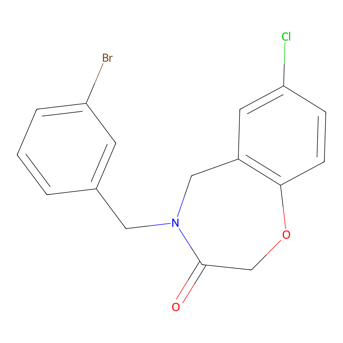 4-(3-bromobenzyl)-7-chloro-4,5-dihydro-1,4-benzoxazepin-3(2H)-one molecular structure, CAS 1326909-74-3