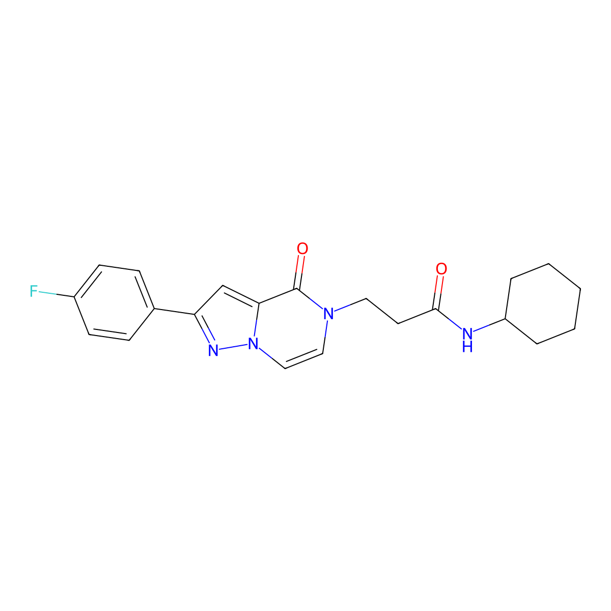 N-cyclohexyl-3-[2-(4-fluorophenyl)-4-oxopyrazolo[1,5-a]pyrazin-5(4H)-yl]propanamide molecular structure, CAS 1326909-77-6