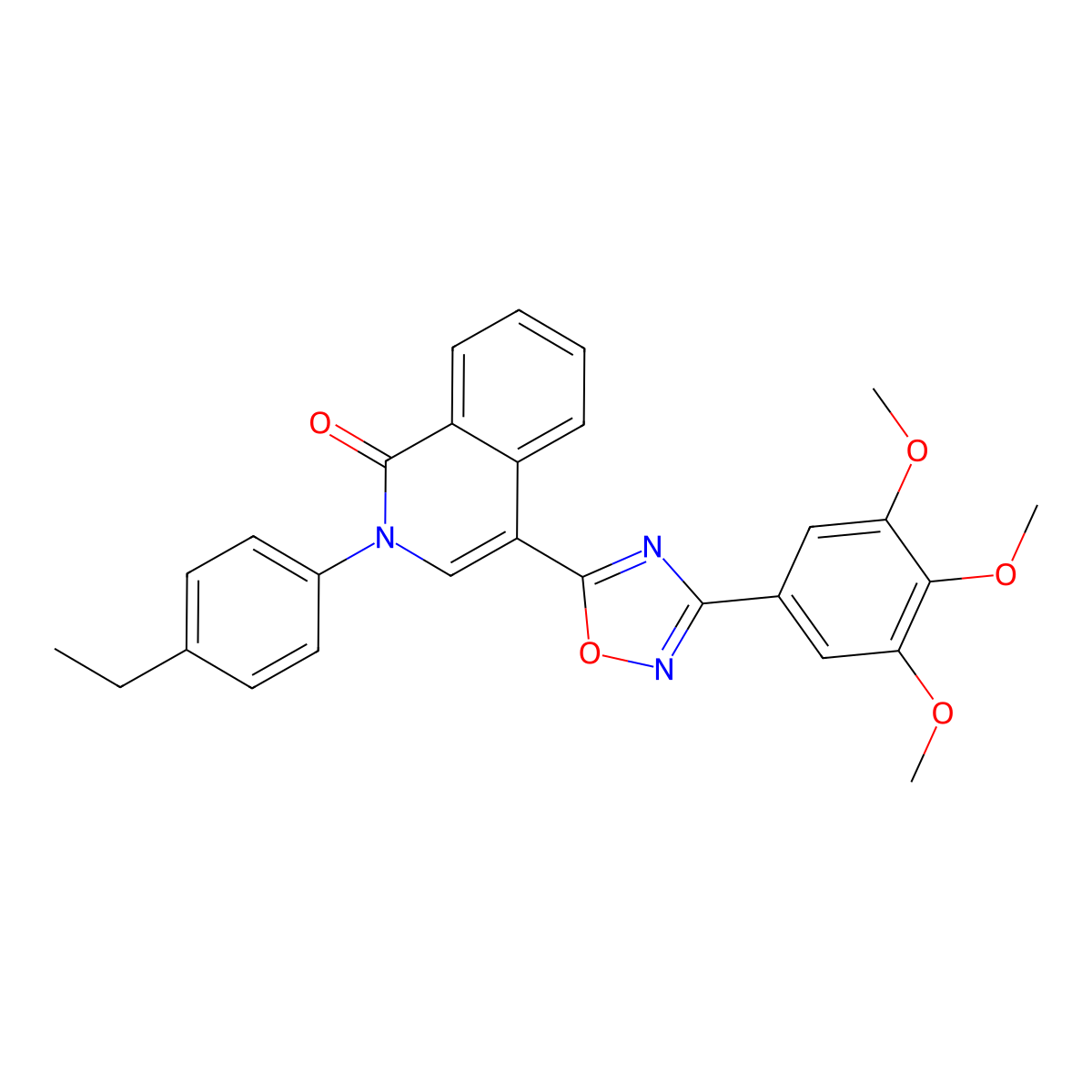 2-(4-ethylphenyl)-4-[3-(3,4,5-trimethoxyphenyl)-1,2,4-oxadiazol-5-yl]isoquinolin-1(2H)-one molecular structure, CAS 1326909-78-7