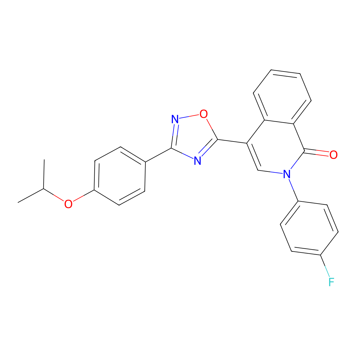 2-(4-fluorophenyl)-4-(3-(4-isopropoxyphenyl)-1,2,4-oxadiazol-5-yl)isoquinolin-1(2H)-one molecular structure, CAS 1326909-82-3