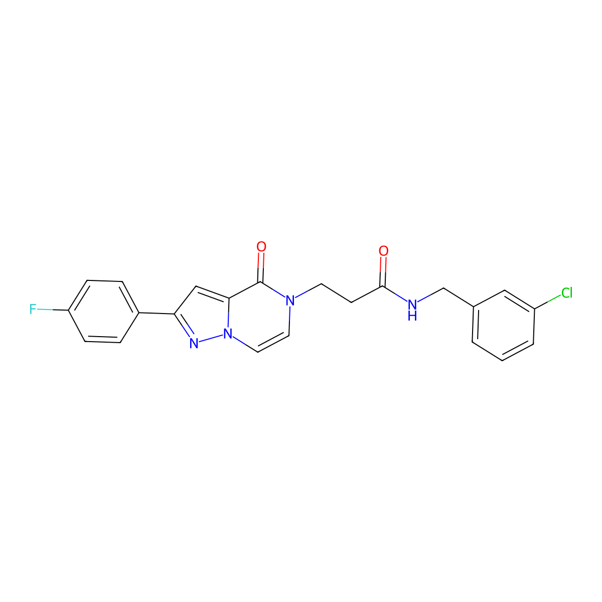 N-(3-chlorobenzyl)-3-[2-(4-fluorophenyl)-4-oxopyrazolo[1,5-a]pyrazin-5(4H)-yl]propanamide molecular structure, CAS 1326909-85-6