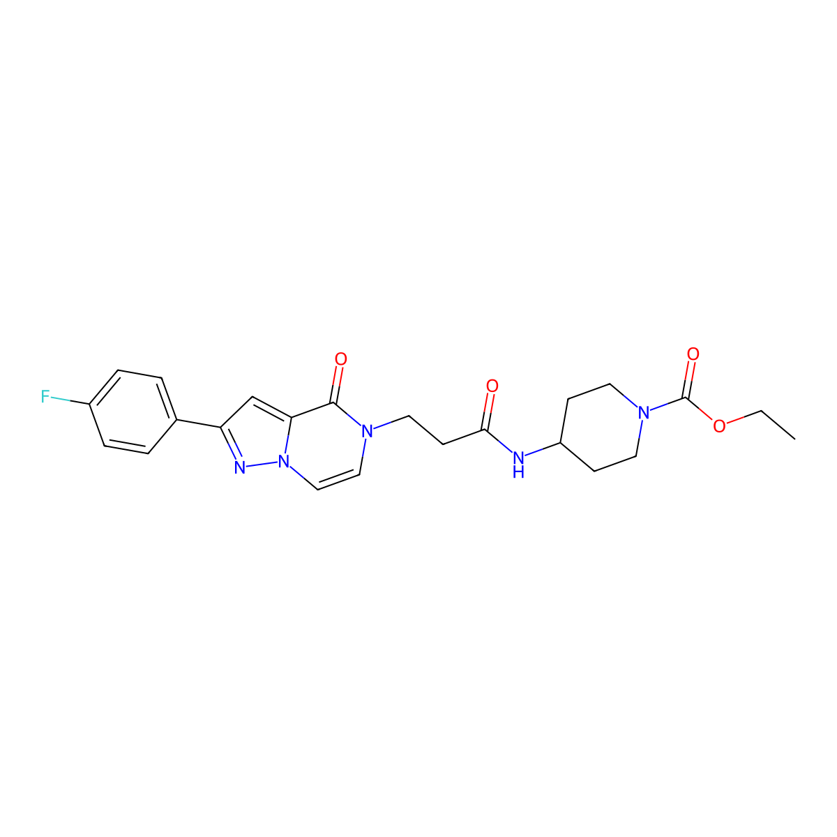ethyl 4-({3-[2-(4-fluorophenyl)-4-oxopyrazolo[1,5-a]pyrazin-5(4H)-yl]propanoyl}amino)piperidine-1-carboxylate molecular structure, CAS 1326909-88-9