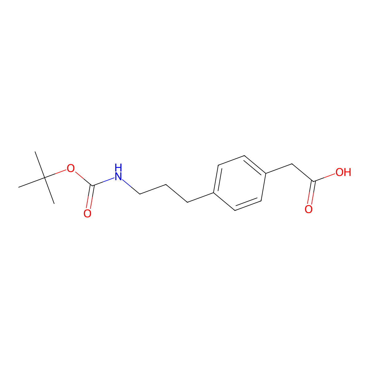 2-[4-(3-{[(Tert-butoxy)carbonyl]amino}propyl)phenyl]acetic acid molecular structure, CAS 132691-31-7