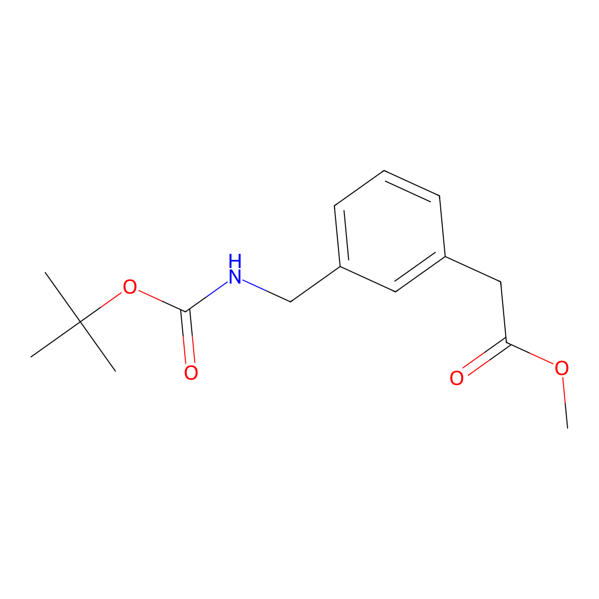 Methyl 2-(3-((tert-butoxycarbonylamino)methyl)phenyl)acetate molecular structure, CAS 132691-38-4