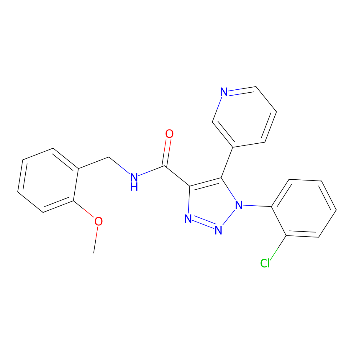 1-(2-chlorophenyl)-N-(2-methoxybenzyl)-5-(pyridin-3-yl)-1H-1,2,3-triazole-4-carboxamide molecular structure, CAS 1326910-19-3