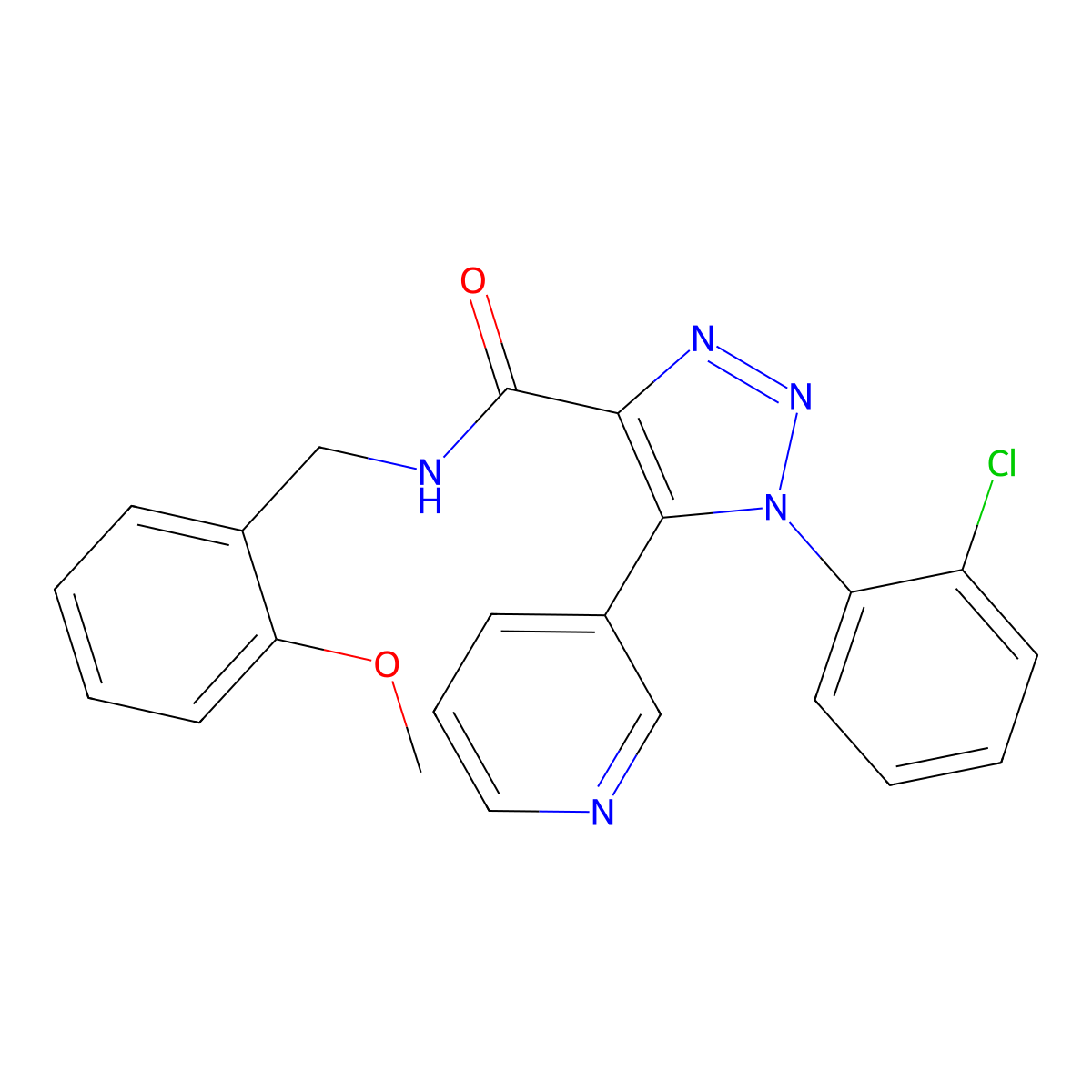 1-(2-chlorophenyl)-N-(2-methoxybenzyl)-5-(pyridin-3-yl)-1H-1,2,3-triazole-4-carboxamide molecular structure, CAS 1326910-19-3