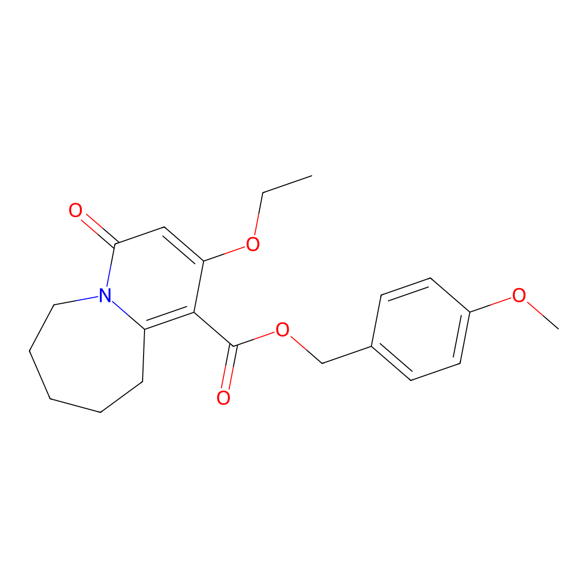4-Methoxybenzyl 2-ethoxy-4-oxo-4,6,7,8,9,10-hexahydropyrido[1,2-a]azepine-1-carboxylate molecular structure, CAS 1326910-30-8
