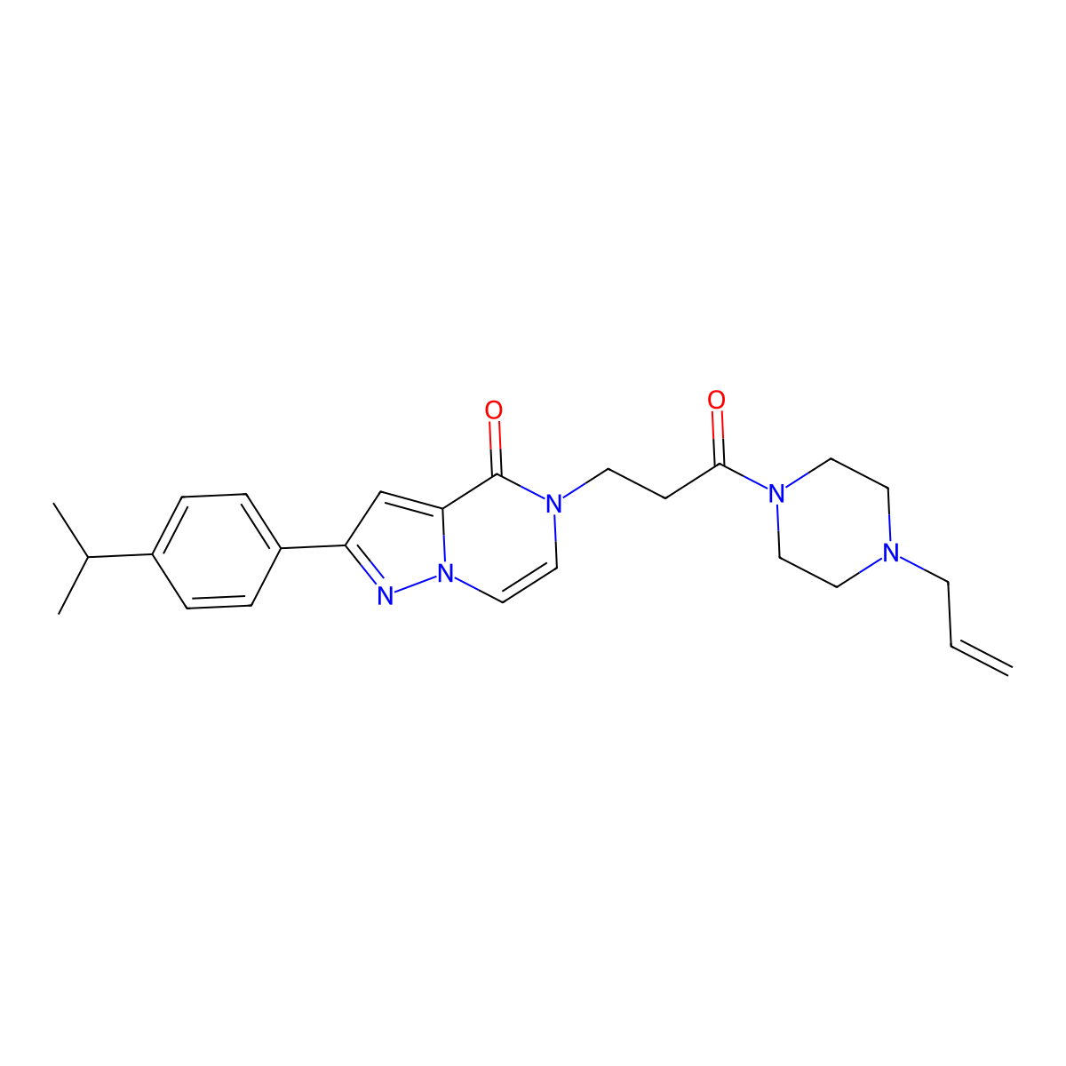 5-{3-oxo-3-[4-(prop-2-en-1-yl)piperazin-1-yl]propyl}-2-[4-(propan-2-yl)phenyl]pyrazolo[1,5-a]pyrazin-4(5H)-one molecular structure, CAS 1326910-63-7